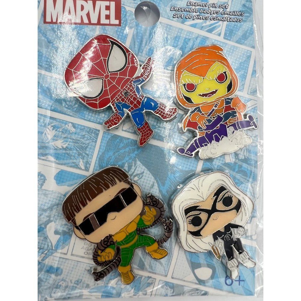Brand New Funko Pop Pin Set of 4 Spiderman Animated Target Exclusive Enamel Pins